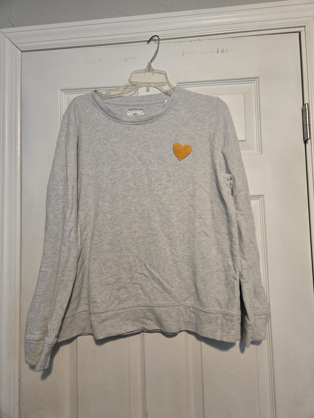Lou & Grey Light Gray Sweatshirt with Yellow Heart Patch